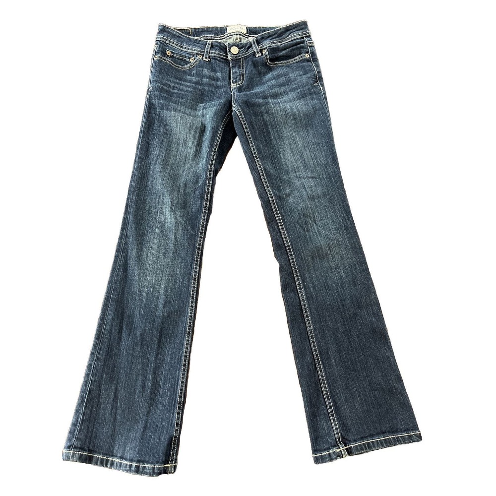 Aeropostale Chelsea 3/4 Short Women Bootcut Jeans Dark Wash Low Rise 28x29